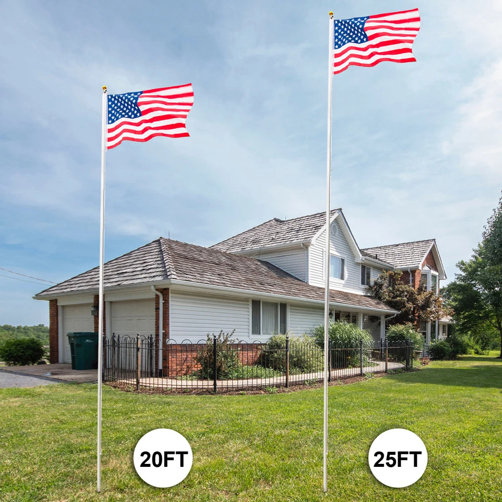 20/25Ft Sectional Aluminum Flagpole Kit