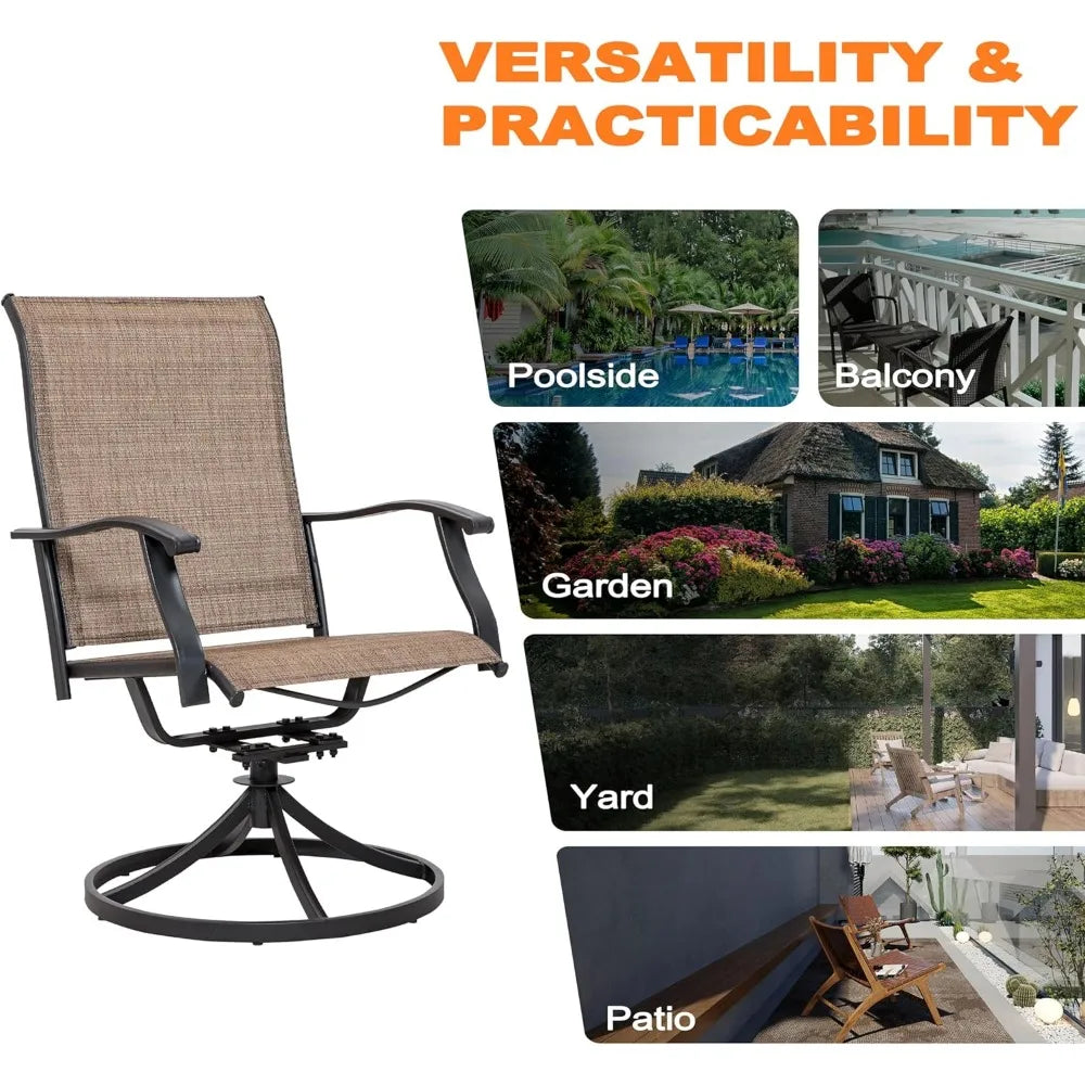 Set of 2 All-Weather Swivel Patio Sling Chairs
