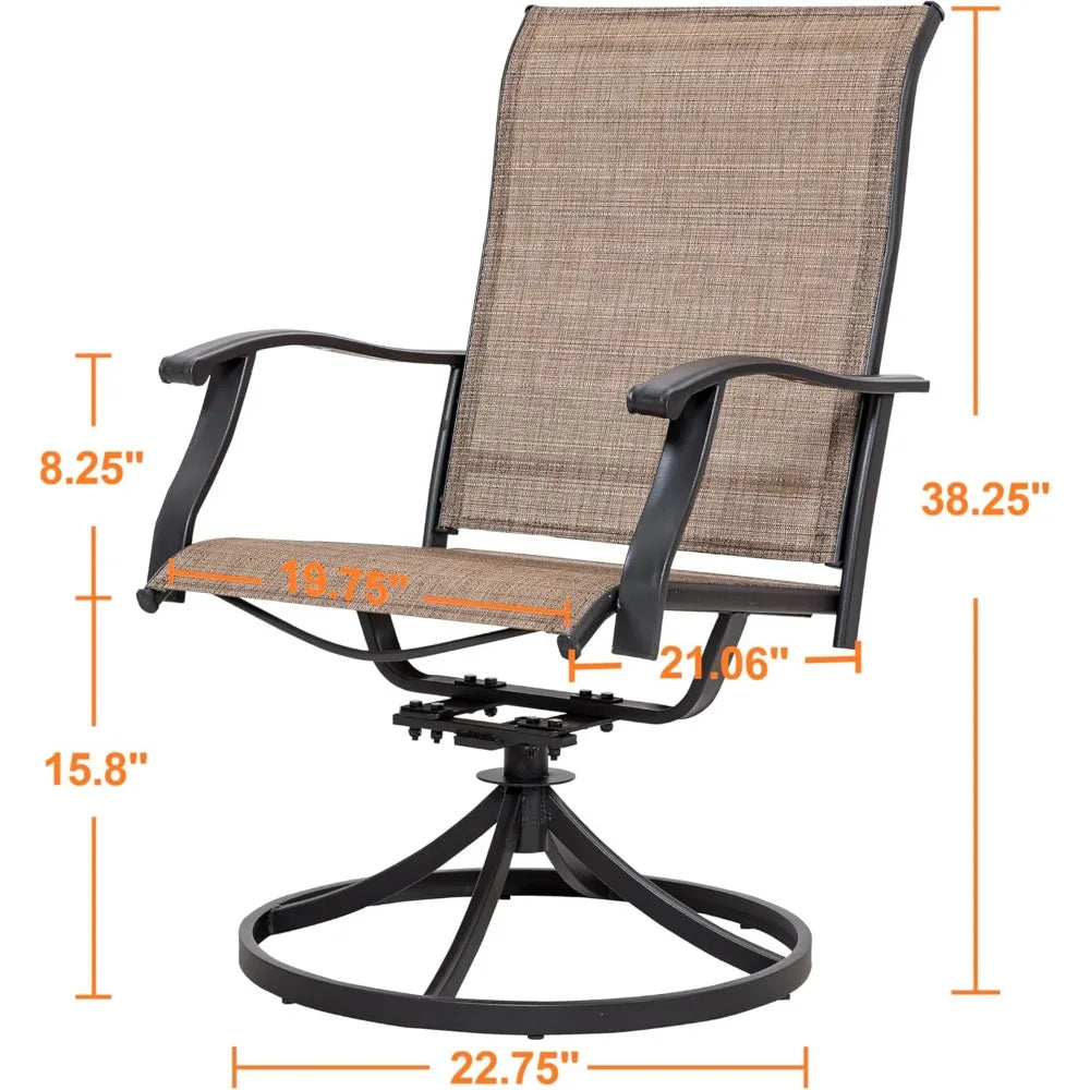 Set of 2 All-Weather Swivel Patio Sling Chairs