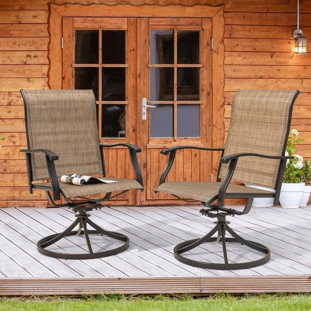 Set of 2 All-Weather Swivel Patio Sling Chairs