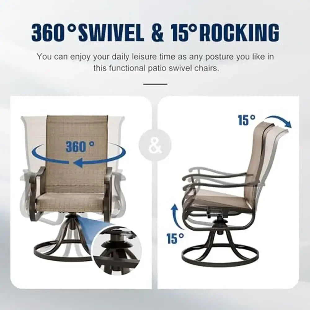 Set of 4 Outdoor Swivel High Back Dining Chairs