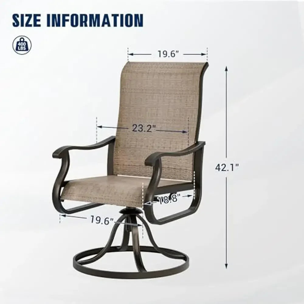 Set of 4 Outdoor Swivel High Back Dining Chairs