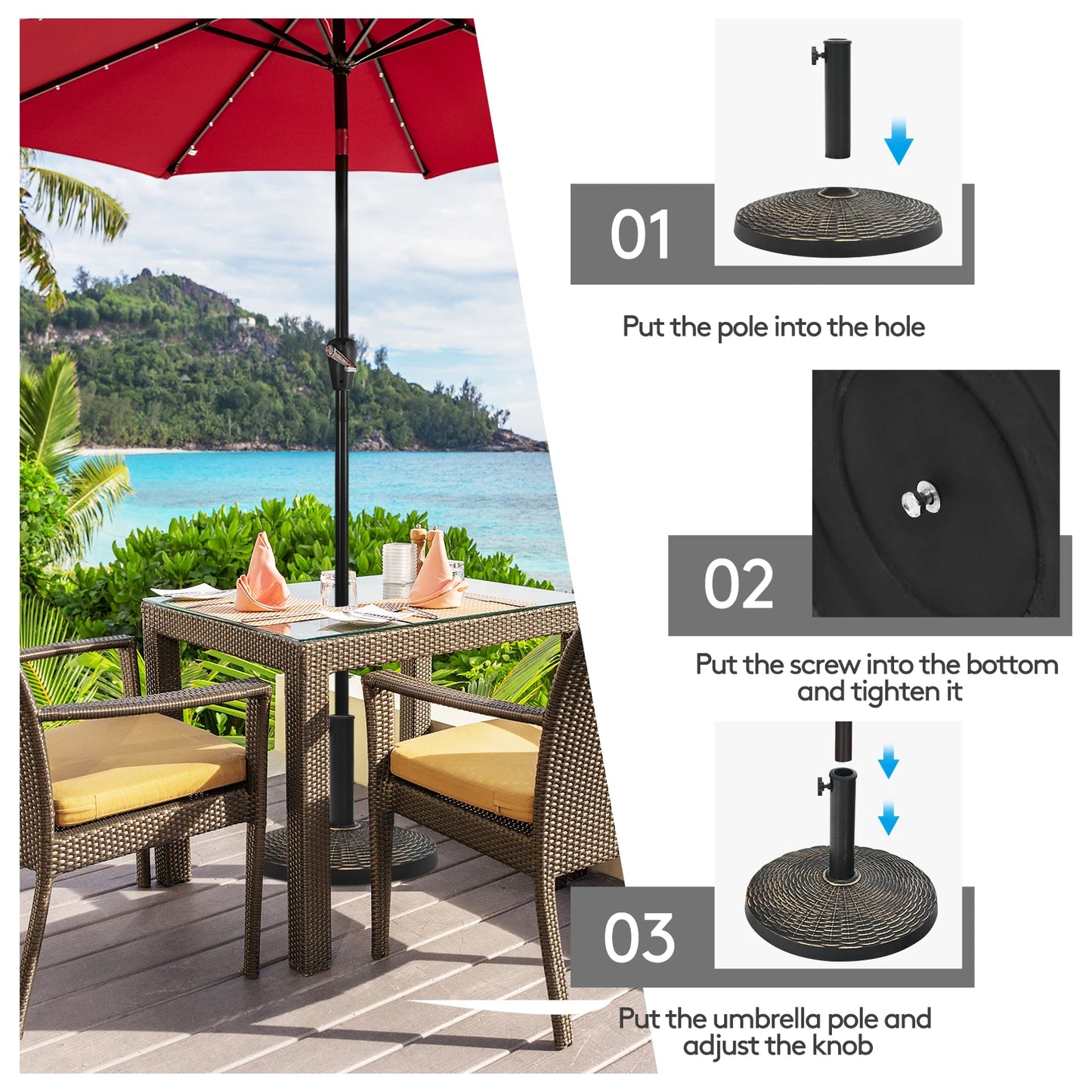Heavy-duty Patio Market Umbrella Base Stand