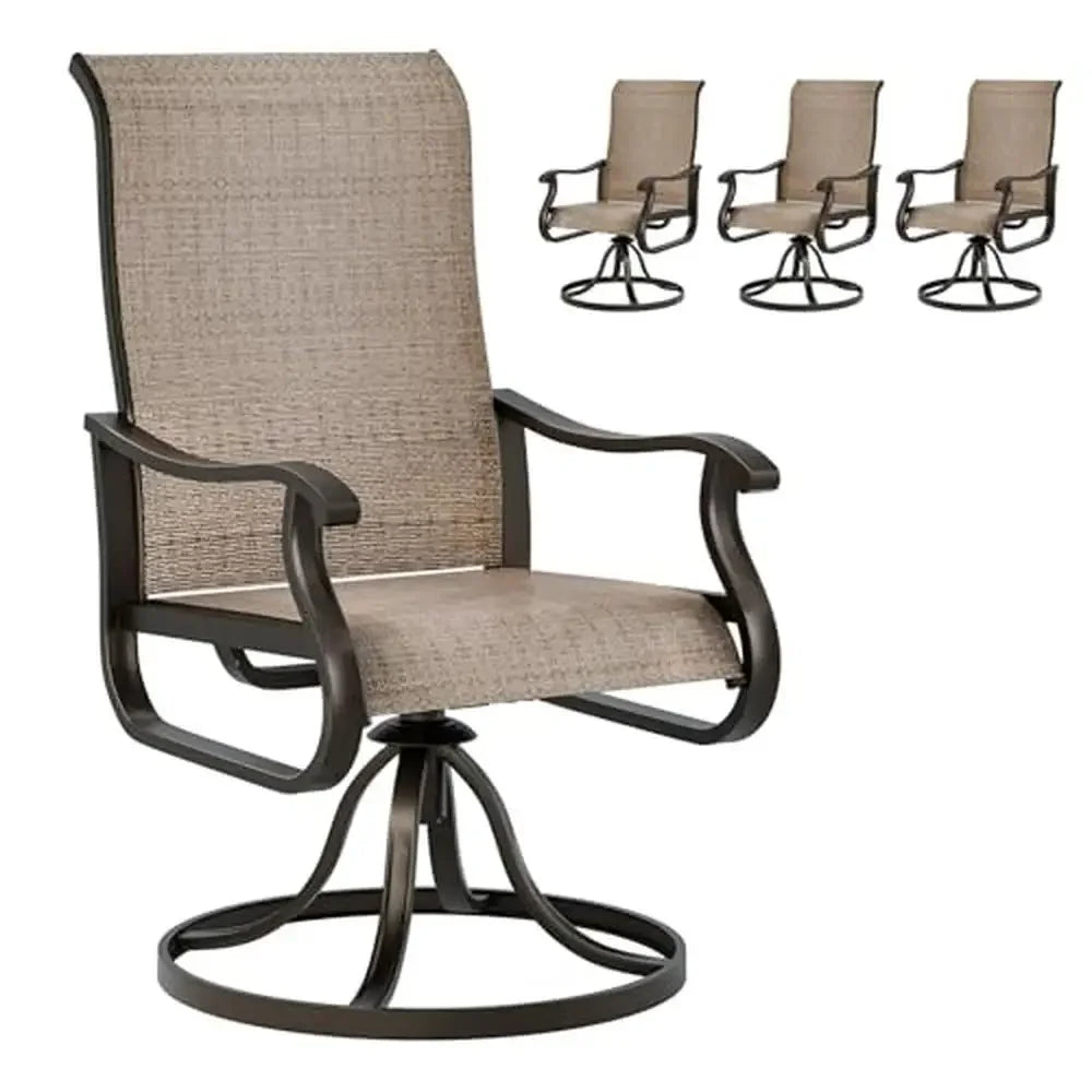 Set of 4 Outdoor Swivel High Back Dining Chairs