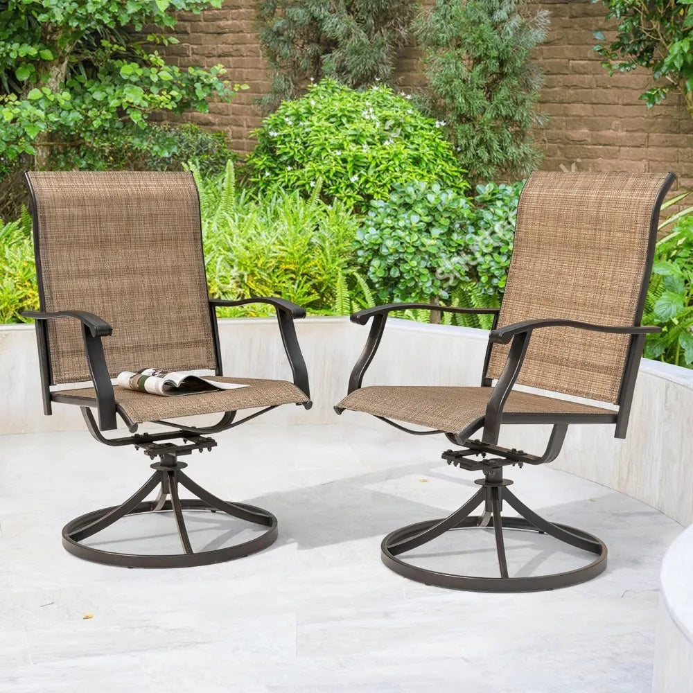 Set of 2 All-Weather Swivel Patio Sling Chairs