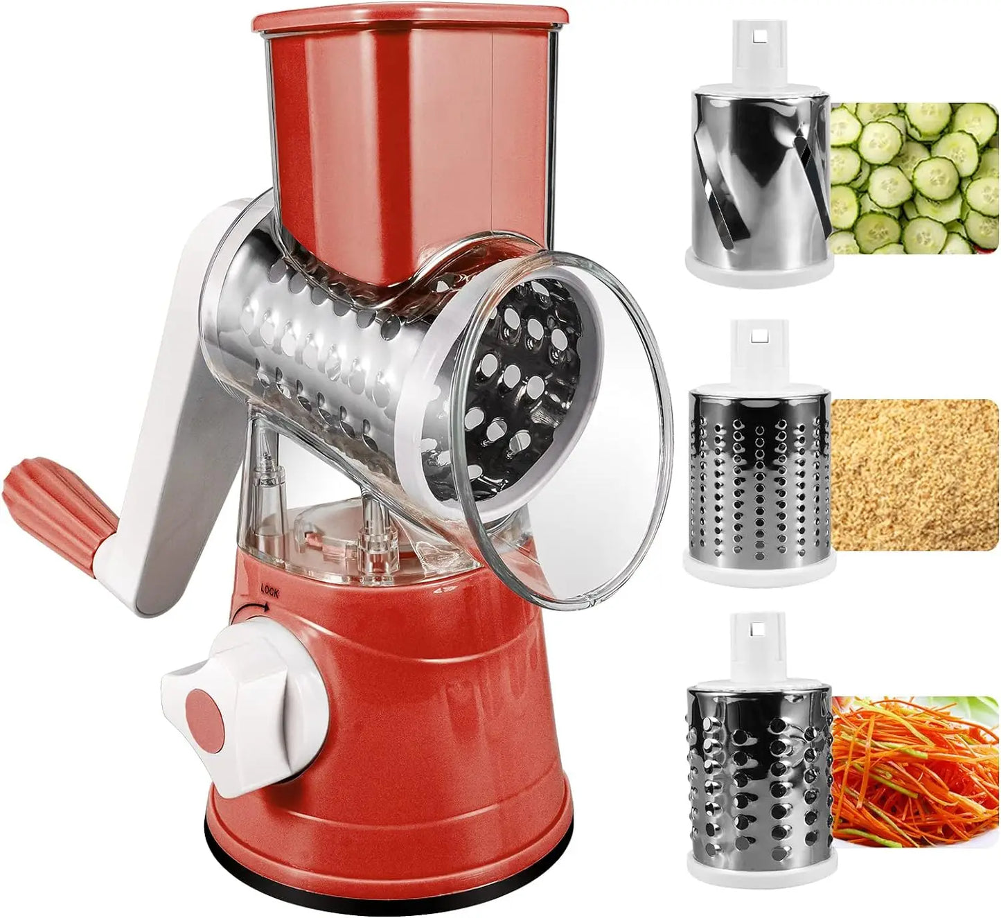 Cheese Rotary Grater with 3 Drum knives