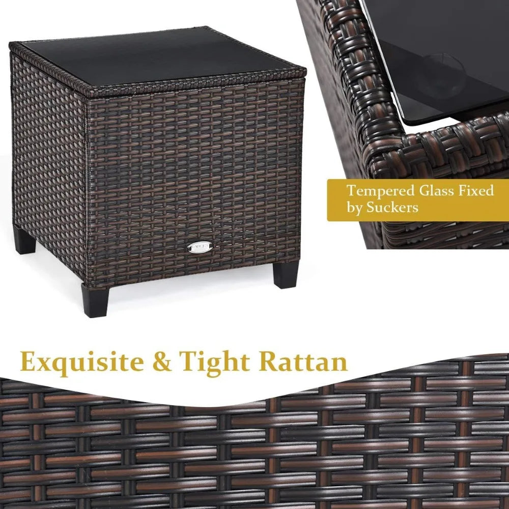 3 Piece Rattan Wicker Patio Furniture Set