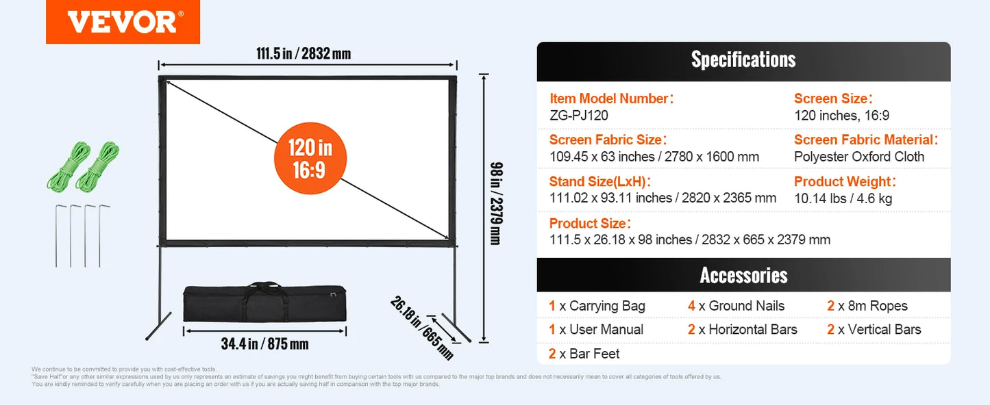 Portable Projector Screen with Stand