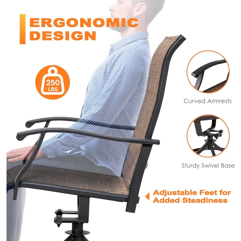 Set of 2 All-Weather Swivel Patio Sling Chairs