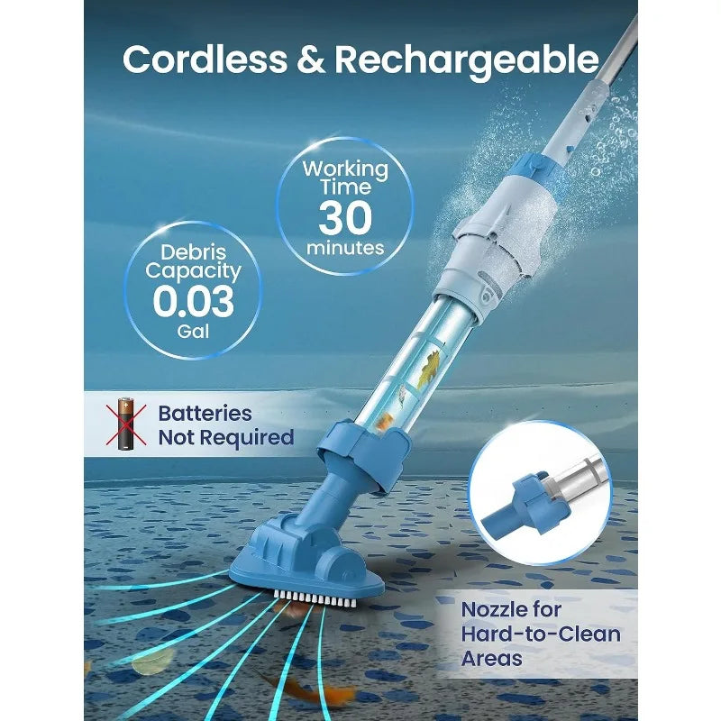 Rechargeable Spa Pool Vacuum Kit with Pole and Tools